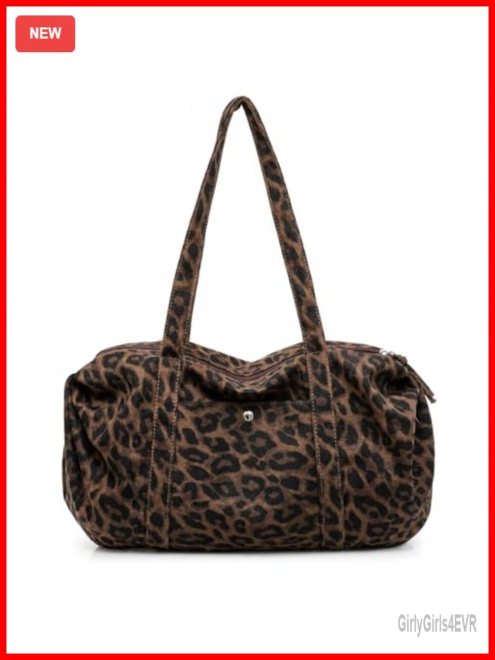 Leopard Tote Bag Women Y2K Shoulder Purse Canvas Bowler Handbag